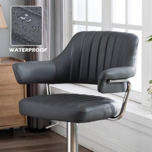 Taburete <span class=keywords><strong>de</strong></span> Bar Giratorio Moderno <span class=keywords><strong>de</strong></span> Piel Sintética PU, Ajustable, <span class=keywords><strong>para</strong></span> Desayuno, <span class=keywords><strong>Cocina</strong></span>, Bar, Hogar, Hotel, con Estructura Metálica, <span class=keywords><strong>para</strong></span> Comedor - Product Image 6