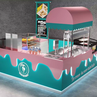 Kiosque à glaces moderne pour centre commercial, stand de présentation durable pour desserts glacés avec vitrine réfrigérée pour les commerces de détail