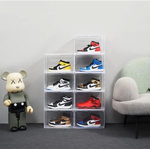 Wholesale Transparent PET Plastic Sneaker Stackable Shoe Storage Boxes Drop Front <b>Drawer</b> Type Magnetic Shoe Box Multi-use Modern - Product Image 4