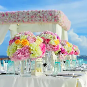 婚礼派对活动桌中心装饰花卉花束人造玫瑰牡丹绣球花插花