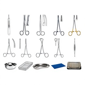Juego de instrumentos de sutura quirúrgica reutilizables de 15 piezas de acero inoxidable, herramientas de cirugía general con bandejas y estuche de esterilización - Product Image 1