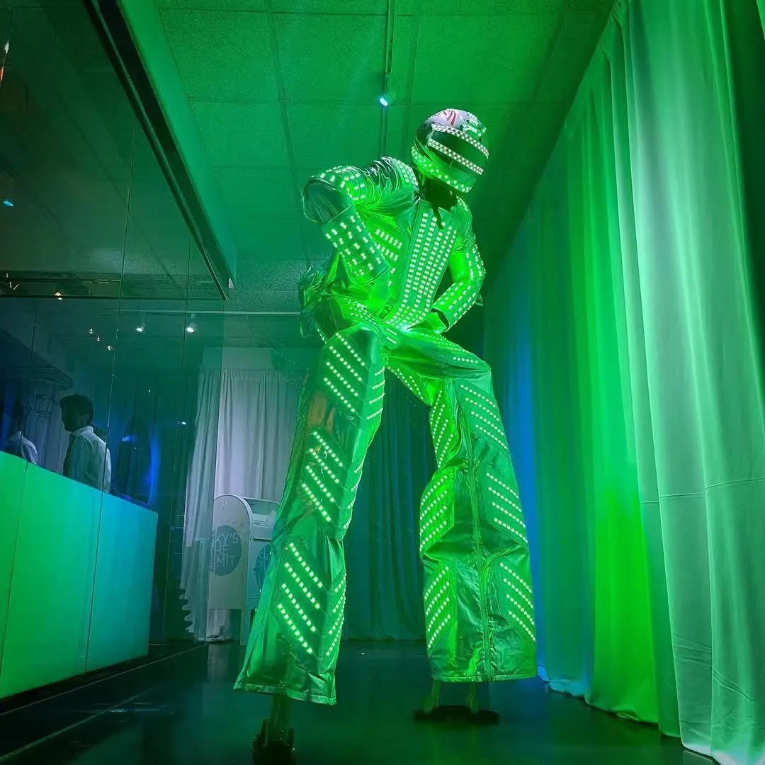 Fabrik großhandel Rgb farbwechsel led roboterkostüm anzüge nachtclubs party kleidung mit lichtern roboterkostüm mit led