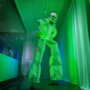 Pabrik grosir Rgb berubah warna led kostum robot jas klub malam pakaian pesta dengan lampu kostum robot dengan led