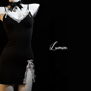 Lingerie rouge sexy avec bretelles à nœud papillon, chemise de nuit en dentelle et tissu transparent, pyjama confortable - Product Image 4