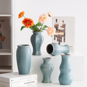 Vintage Style Ceramic Vase With Hydroponic Function for Living Room Entryway Dried Fresh <b>Flower</b> <b>Display</b> Decoration - Product Image 1