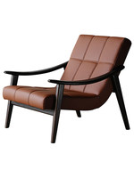 Fauteuil en cuir véritable italien avec accoudoirs en bois de frêne blanc, canapé de salon moderne de luxe