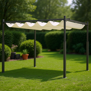 Toldo para Pérgola D0100X35DFX de 10' x 10', Color Blanco Crema, Marco de Aluminio Retráctil, Gazebo para Exteriores - Product Image 2