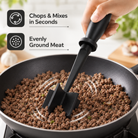 Hachoir à viande premium 5 lames, pilon manuel pour hacher le bœuf, ustensile de cuisine résistant à la chaleur pour OEM