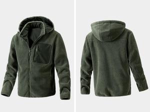 Veste d'hiver Hommes Manteaux en polaire <span class=keywords><strong>Patchwork</strong></span> Poches Fleece Warm Zip up Hooded Jacket Factory Customized Sherpa Fleece Jacket - Product Image 6