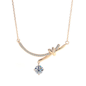 SPJ fina moda plata 925 Original diamante prueba pasado 1 quilate corte brillante D Color Moissanite Bowknot colgante collar - Product Image 6