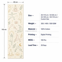 Serviette de sport en coton 100% personnalisée avec impression numérique, anti-transpiration, prête à l'emploi, expédition directe d'usine