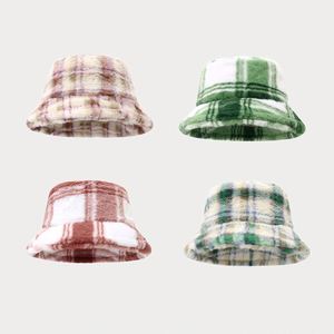 New Plaid Plush Fisherman <b>Hat</b> Thickened Autumn Winter Outdoor Warm Sun <b>Hat</b> Bucket <b>Hat</b> - Product Image 1