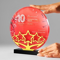 Trophée en cristal gravé au laser 3D personnalisé avec base en métal, trophée en verre personnalisé, récompense pour les employés d'entreprise