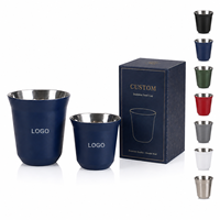 Capsule de café expresso mini en acier inoxydable 304 à double paroi isolée, empilable, 30 ml, pour usage domestique, vente en gros sur mesure