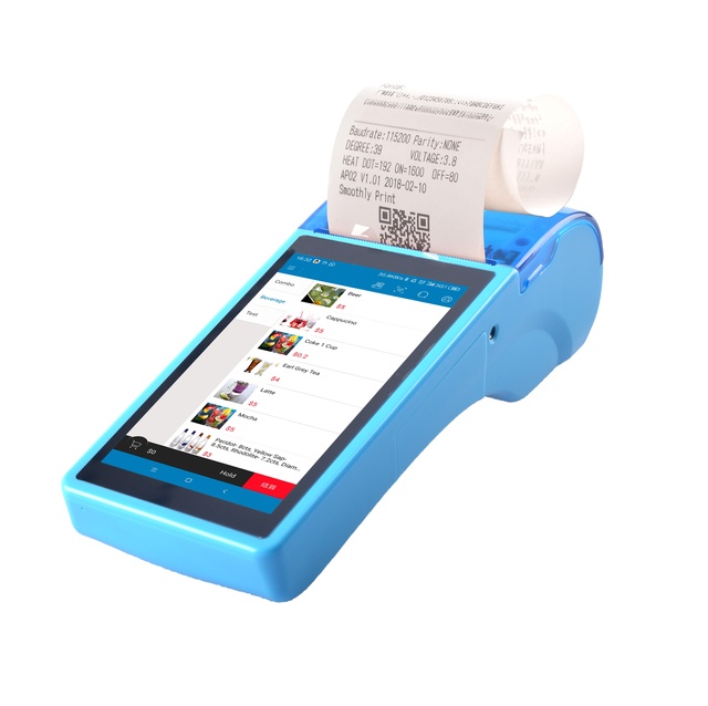 Mini Portable Android Pos Terminal with Thermal Barcode Scanner Handheld Touch Pos System Machine with Thermal Printer Wifi Bt