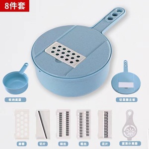 Mandolina Manual multifuncional para alimentos, picadora redonda de paja de trigo 8 en <span class=keywords><strong>1</strong></span>, picadora de frutas y verduras, picadora de patatas, rebanadora de cesta - Product Image 6