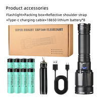 Lampe torche puissante à LED de 15 000 lumens, longue portée, rechargeable, 150 W, XHP360 COB, zoom, la plus puissante