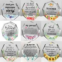 Plaque acrylique transparente de lettre de forme personnalisée de haute qualité décorations en cristal personnalisées et cadeaux d'appréciation avec impression laser