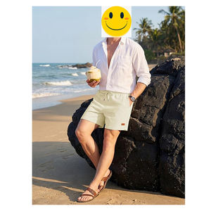 Shorts amples en polyester tricoté à motif gaufré, couleur unie, avec cordon de serrage, personnalisables avec logo, pour hommes et femmes, nouvelle mode décontractée d'été - Product Image 3