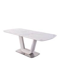 Table à manger extensible de qualité supérieure avec plateau en céramique et base en métal en forme de U