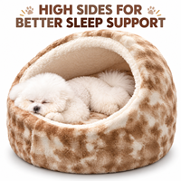 Lit pour chat en peluche, semi-fermé, chaud, en fourrure sherpa, avec coussin amovible