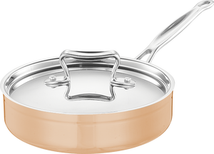 Casserole en acier inoxydable avec poignée en or rose de luxe, pot à lait avec accent en cuivre et couvercle en verre - Product Image 5