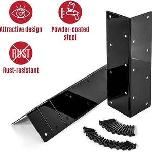 Soportes de Esquina para Jardín en Forma de L de Acero al Carbono Reforzado, Ajustables, con Recubrimiento de Polvo Negro, Resistentes al Óxido, Preperforados - Product Image 4