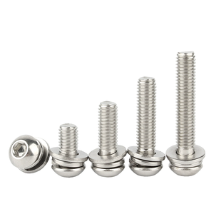 18-8 viti Sems in acciaio inossidabile M4 X 8mm blocco a molla rondella e Lavatrici semplice Hexa presa <span class=keywords><strong>testa</strong></span> a bottone tre viti combinate - Product Image 6