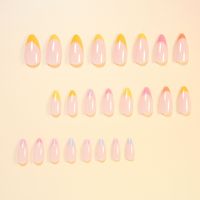 Faux ongles à presser en forme de goutte, couleur macaron jaune rose, style doux, effet éclaircissant pour la peau, vente en gros