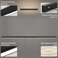 Luminaires suspendus linéaires à LED personnalisés Lumières modernes d'îlot pour la cuisine, la salle à manger, le salon, le bureau et le bar