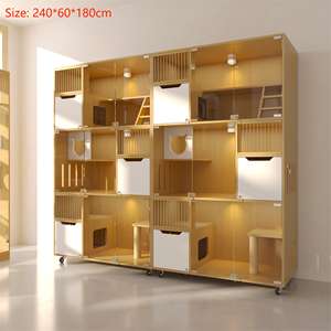 Sıcak satış Pet mobilya kedi evi istiflenebilir ahşap lüks kapalı kedi otel kafes büyük Villa Pet yatılı otel kedi kafes - Product Image 4