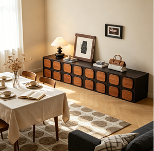 Mueble de Almacenamiento Moderno de Mediados de Siglo con Puertas de Madera para Sala de Estar - Product Image 3