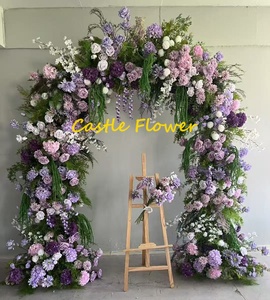 Arche de mariage en forme de U de haute qualité, verte, avec arrangement floral, toile de fond florale pour la décoration d'événements de mariage. - Product Image 5