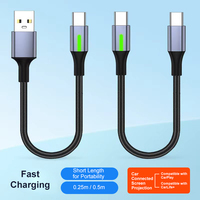 Accessoires mobiles en gros HXBO Câble de données USB-C Type-C à charge rapide 60W 3A en nylon tressé 0,25m/0,5m pour iPhone 17