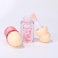 Base de gloss à lèvres changeant de couleur du fabricant, marque privée avec fleur, huile à lèvres hydratante longue durée personnalisée