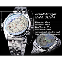 Montre automatique JARAGAR JAG6905M4 à grand cadran, classique, en acier inoxydable argenté, lumineuse, sportive, mécanique, avec date, pour homme.