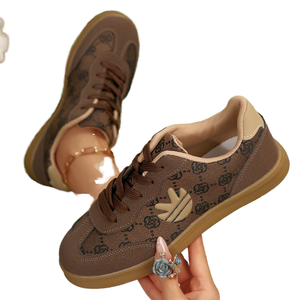Zapatillas Clásicas Retro Marrones con Monograma 2026 - Zapatos Casuales con Cordones para Mujer, Tendencia de Moda, Amortiguación, Estilo Skate - Product Image 1