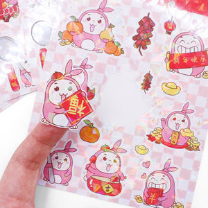 Feuilles d'autocollants imperméables en vinyle PVC pailleté pour planificateur impression personnalisée fournisseurs d'autocollants coupe baiser <span class=keywords><strong>mignon</strong></span> - Product Image 6