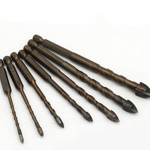7 pièces ensemble de forets triangulaires en alliage à quatre lames, foret à poignée hexagonale, forage spécial <span class=keywords><strong>béton</strong></span>/verre/ciment/bois - Product Image 6