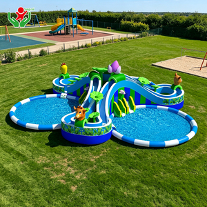 <span class=keywords><strong>Tobogán</strong></span> Acuático Inflable con Diseño de Animales del Zoológico, <span class=keywords><strong>Tobogán</strong></span> Acuático Inflable Multicarril para Parques Acuáticos de Verano, Proveedor Mayorista - Product Image 1