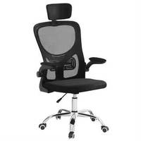 Chaise de bureau pivotante moderne en maille avec accoudoirs fixes, hauteur réglable, base métallique de qualité commerciale, pieds en nylon/galvanisés, tissu