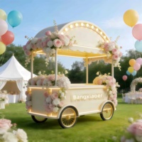 Chariot à glaces personnalisé avec auvent LED, chariot mobile commercial pour desserts, chariot de vente pour mariage, centre commercial, exposition