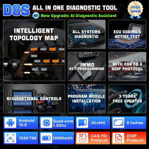 XTOOL D8S todo en uno herramienta de diagnóstico de coche Universal OBD2 escáner Auto Key Fob programador para todas las llaves perdidas soporte KC100/KC501 - Product Image 2