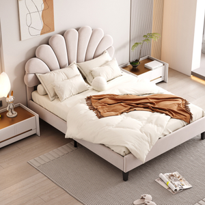 Soft Style Flower Pattern Velvet Upholstered <b>Platform</b> <b>Bed</b> <b>with</b> <b>Storage</b> Headboard Bedroom Furniture for Living Room - Product Image 3