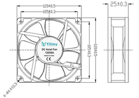Ventilateur d'ordinateur axial silencieux 12V DC 120mm à haut débit d'air (CFM), contrôle PWM, indice de protection IP65, pales en plastique, double roulement à billes, prise en charge OEM/ODM