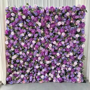 T-FW069 3D artificial flowers fabric wall luxury roll up flower <b>background</b> wall 8x8ft flower panel wall for wedding decoration - Product Image 5