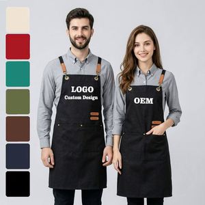 Delantal de Lona Ajustable, Resistente al Agua y al Aceite, con Múltiples Bolsillos, Logotipo Personalizable, para Peluquerías y Cafeterías - Product Image 1