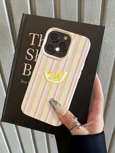 Custodia per cellulare in TPU con motivo a righe bianche e <span class=keywords><strong>rosa</strong></span> stile INS per <span class=keywords><strong>iPhone</strong></span> 17 Air 16 15 14 <span class=keywords><strong>13</strong></span> 12 11 Pro Max, <span class=keywords><strong>cover</strong></span> posteriore antiurto Lemon - Product Image 3