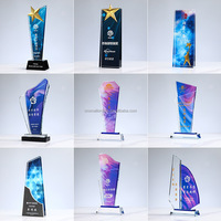 Trophée en bois personnalisé avec cristal, plaque gravée sur mesure pour événements de reconnaissance professionnelle