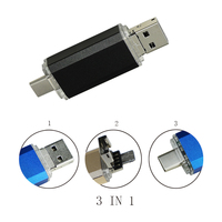 Jaster-clé Usb OTG en métal, 3 en 1, support à mémoire de forme personnalisable avec Logo, lecteur Flash, vente en gros